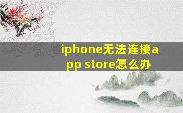 iphone无法连接app store怎么办